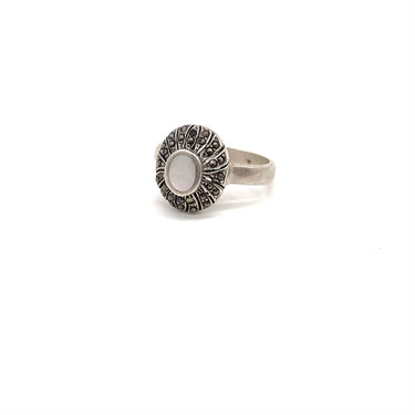 Marcasite Trimmed Oval Moonstone Ring