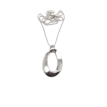 Modern Open Work Oval Pendant Necklace