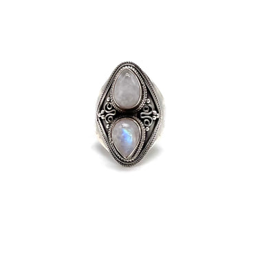 Ornate Double Moonstone Ring