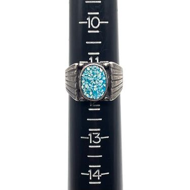 Oxidized Spider Web Turquoise Inlay Ring