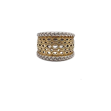 Two Tone Weaved Open Work Ring