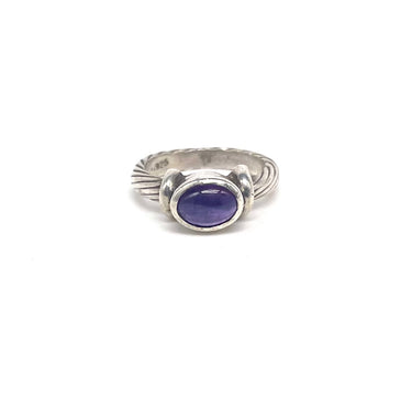 INDIA Amethyst Cabochon Cable Braided Ring Size