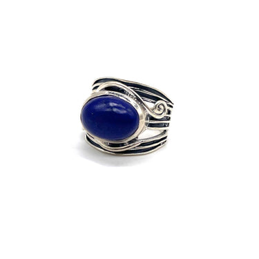 Wired Open Work Oval Lapis Ring