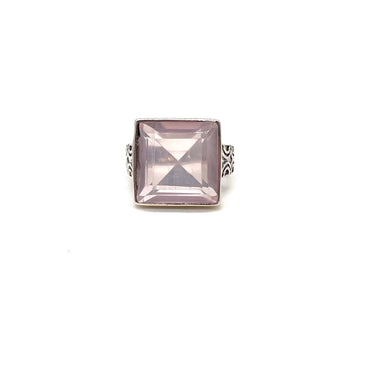 Ornate Trimmed Square Pink C Z Ring