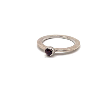 Petite Garnet Heart Ring