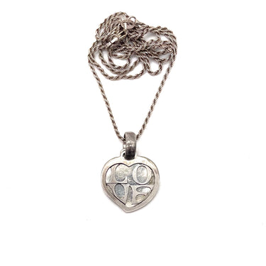 Vintage Embossed Love Heart Tag Necklace