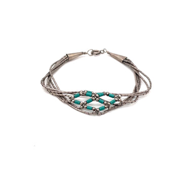 Braided Turquoise Bead Multi Link Bracelet