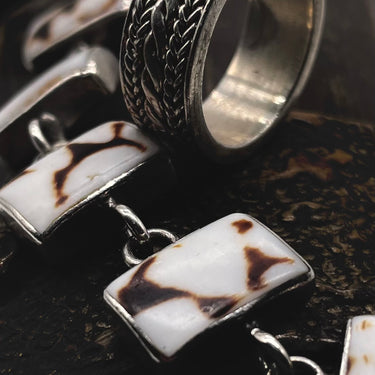 Marble Cabochon Rectangular Link Bracelet