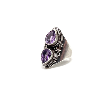 Pebbled Double Amethyst Ring