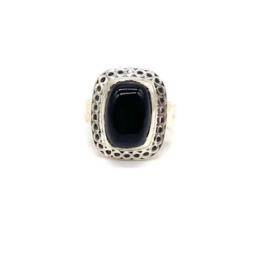 Open Work Trimmed Onyx Ring