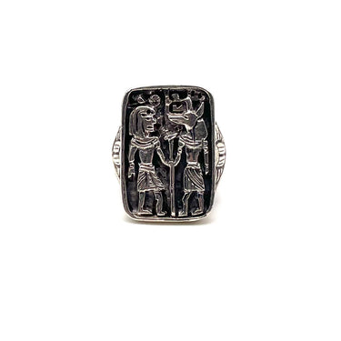 Detailed Egyptian God & Scarab Ring