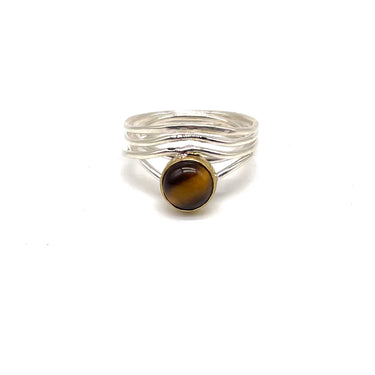 Modern Two Tone Multi Band Tiger’s Eye Ring