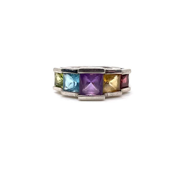 Modern Multi Stone Square Ring