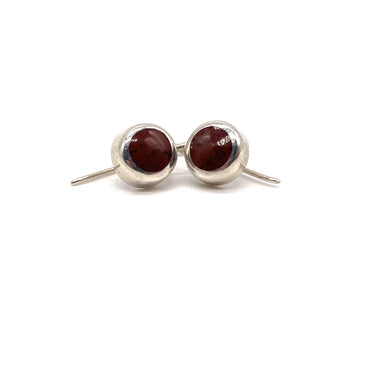 Vintage MEXICO Mahogany Obsidian Inlay Dangle Earrings
