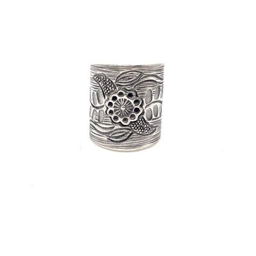 Ornate Floral Cigar Band Ring