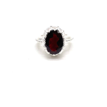 Modern Caged Garnet Ring