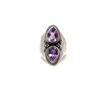 Pebbled Double Amethyst Ring