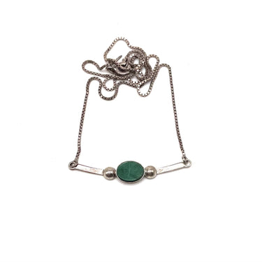 Pebbled Malachite Bar Necklace