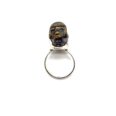 Tiger’s Eye Skull Head Ring