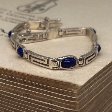 Greek Key Lapis Link Bracelet