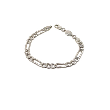 ITALY Stamped Figaro Link Chain Bracelet