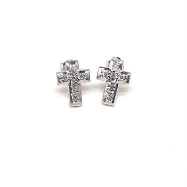 C Z Stud Cross Earrings