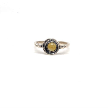 Golden Rutilated Quartz Bezal Set Ring