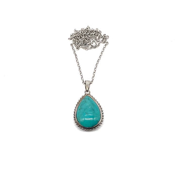 Double Sided Turquoise & Abalone Teardrop Pendant Necklace