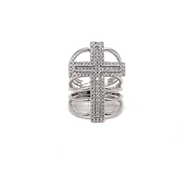 Multi Band C Z Inlay Cross Ring