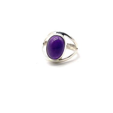 Modern Open Work Oval Amethyst Ring