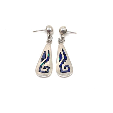 Vintage MEXICO TAXCO Azurite Teardrop Dangle Post Earrings