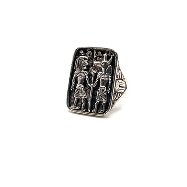 Detailed Egyptian God & Scarab Ring