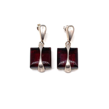 Modern Square Amber Earrings