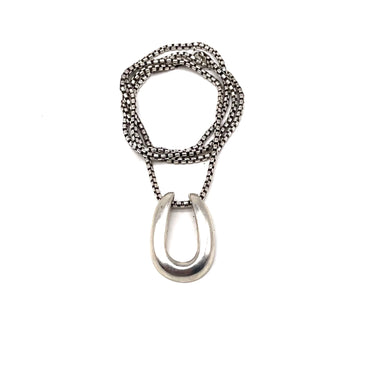 Modern Open Work Horseshoe Pendant Necklace