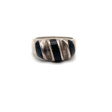 Vintage MEXICO TAXCO Stamped Divided Onyx Ring