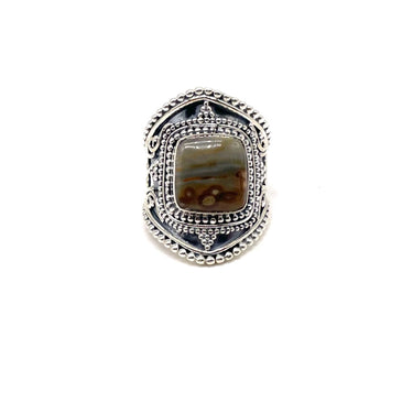 Ornate Trimmed Jasper Ring