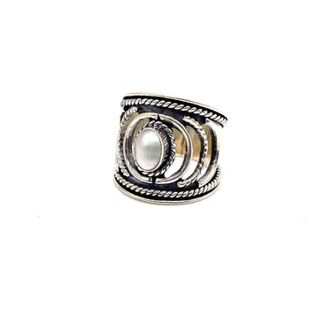 Open Work Rope Trimmed Pearl Ring