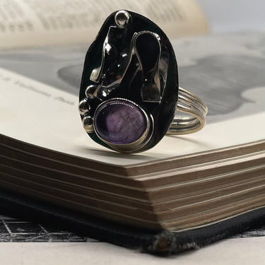 Brutalist Amethyst Ring