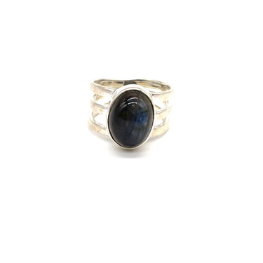 Triple Band Oval Labradorite Ring