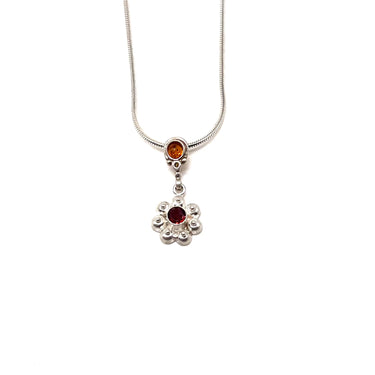 Floral Amber Pendant Necklace