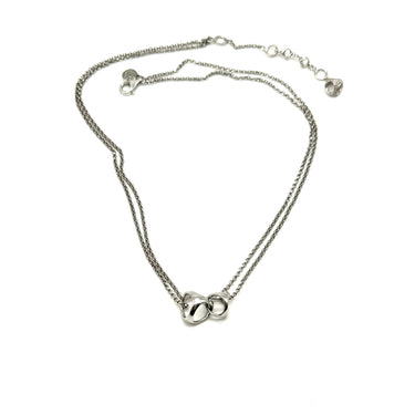 Double Chained Open Work Modern Necklace