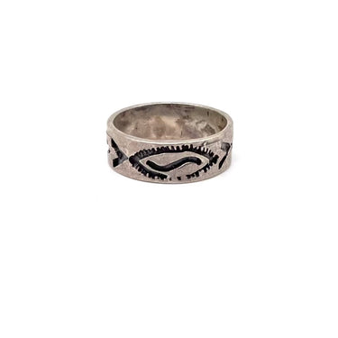 Geometric Etched Band Ring