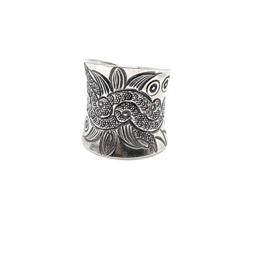 Ornate Floral Cigar Band Ring