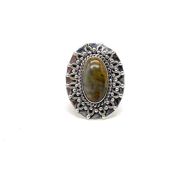 Ornate Oval Jasper Ring