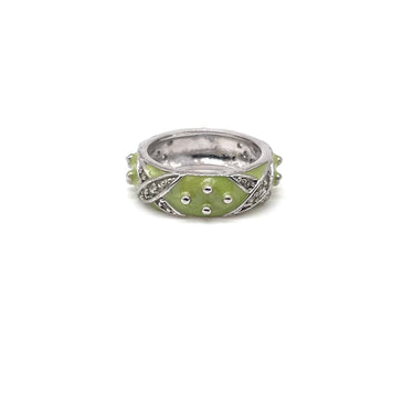 Green Enameled C Z Band Ring