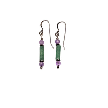 Dangled Purple & Green Beaded Earrings