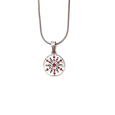 Multi Stone Circle Foreal Pendant Necklace