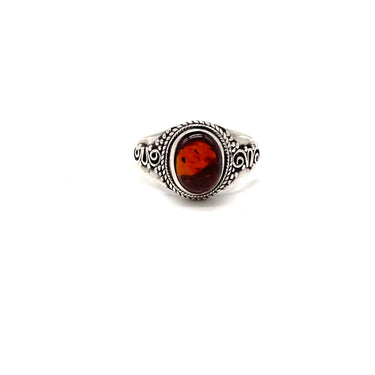 Ornate Oval Amber Ring