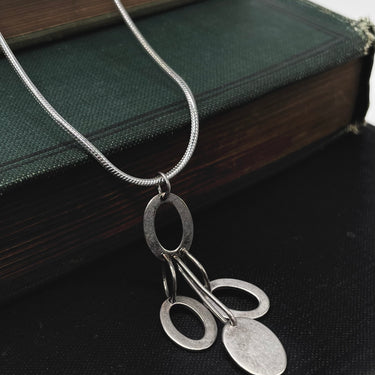 Modern Multi Open Work Circle Signet Pendant Necklace